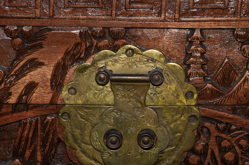 Vintage Chinese Carved Camphor Chest