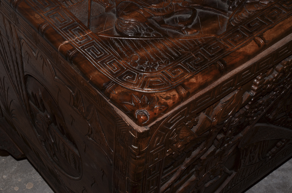 Vintage Chinese Carved Camphor Chest