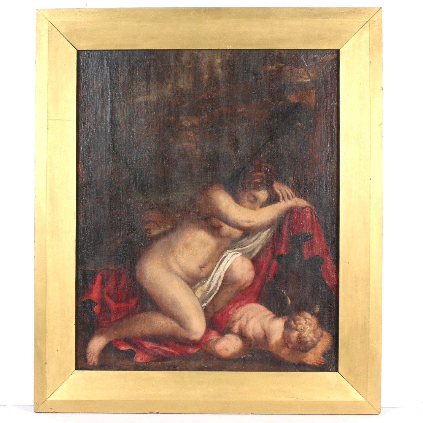 Rubenesque Painting with Woman and Cherub