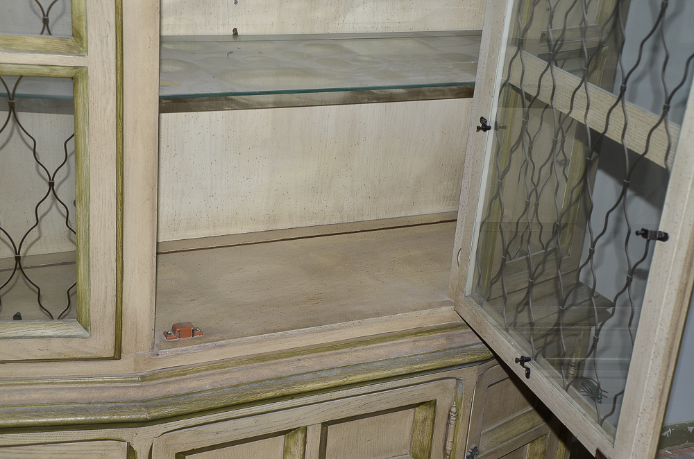 Vintage Mediterranean Style Painted China Cabinet