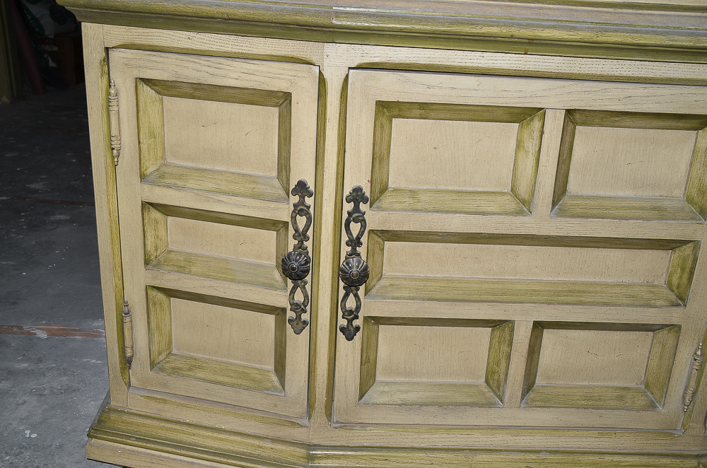 Vintage Mediterranean Style Painted China Cabinet