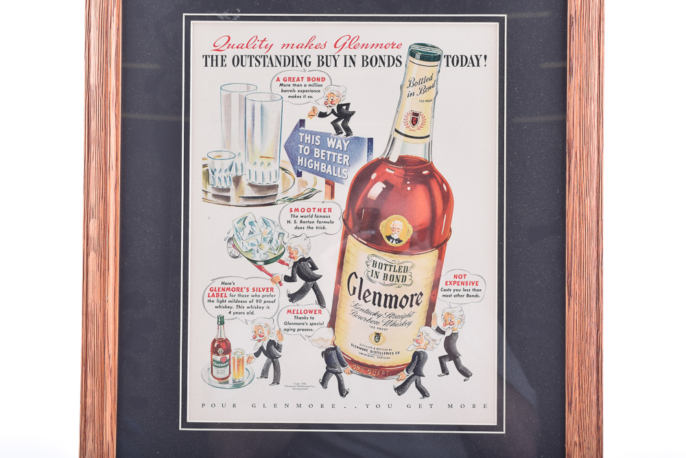 1941 Original Framed Glenmore Bourbon Whiskey Advertisement