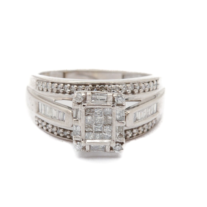 10K White Gold Diamond Wedding Ring