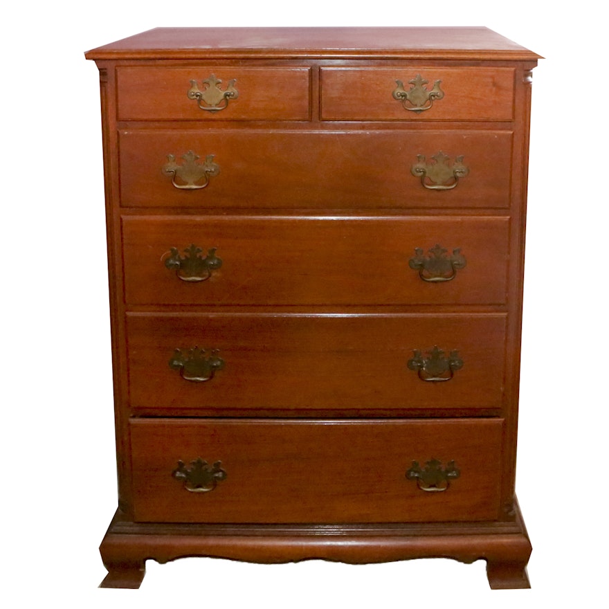 Circa 1960s Early American Style Cherry Chest of Drawers