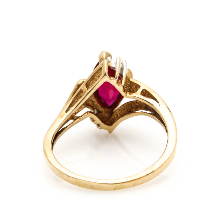 10K Yellow Gold Ruby and Diamond Ring
