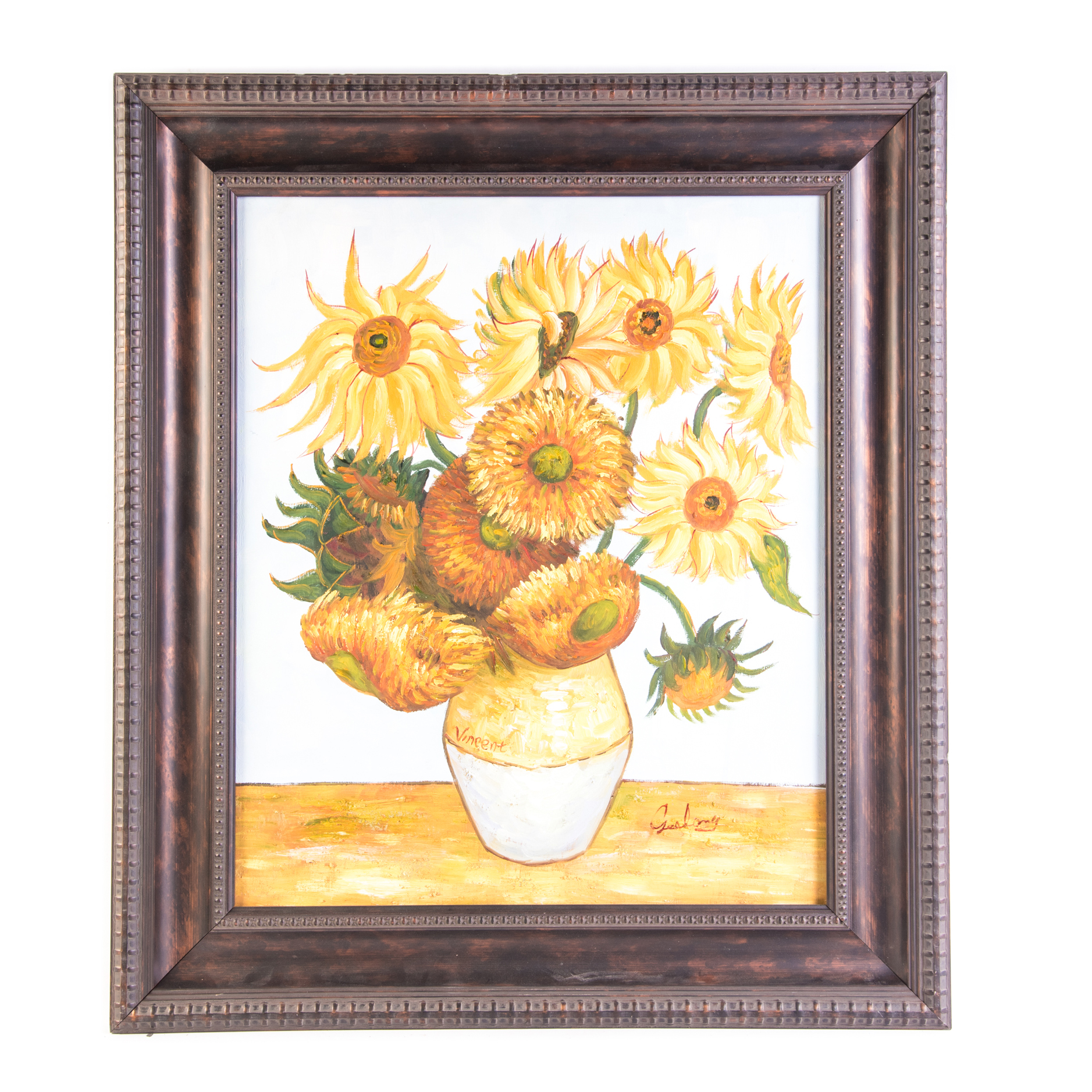 Acrylic Study Painting on Canvas After Van Gogh's "Sunflowers"