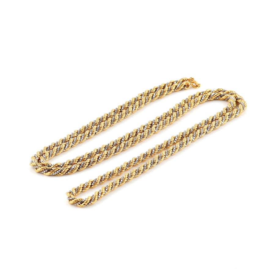 18K Yellow and White Gold Twisted Chain