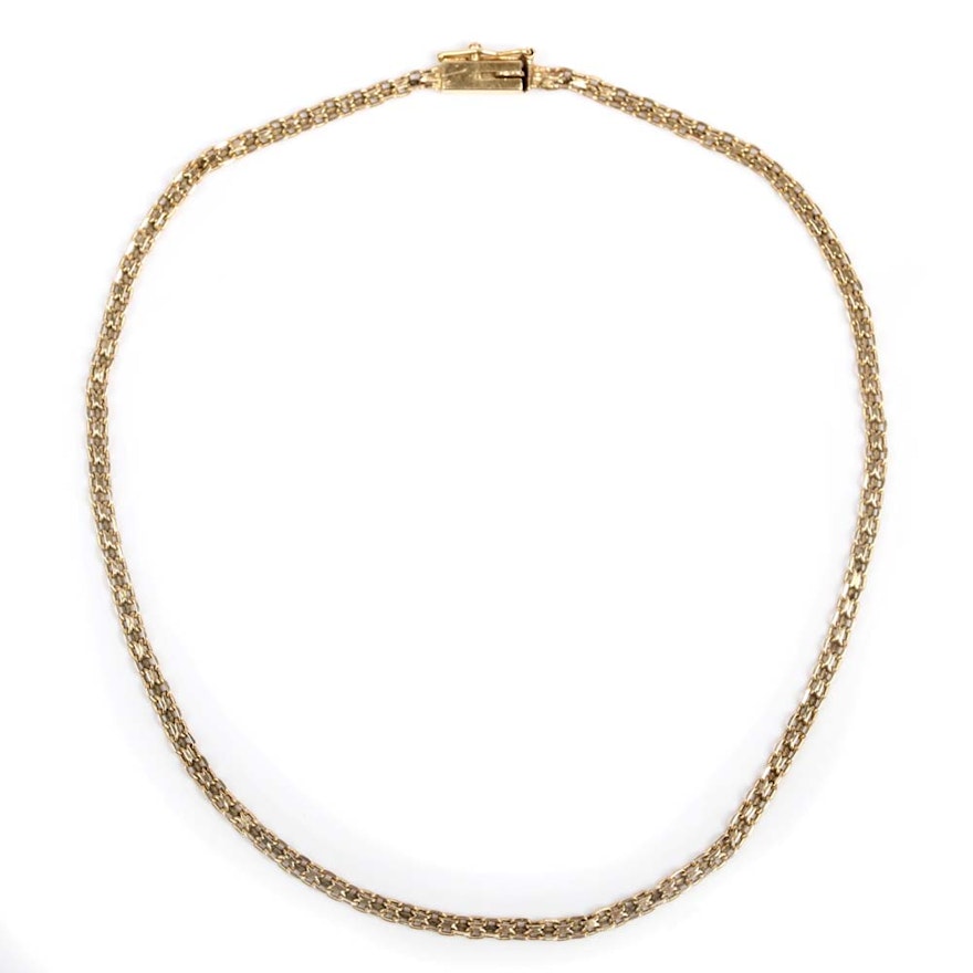 14K Yellow Gold Flat Link Ankle Bracelet