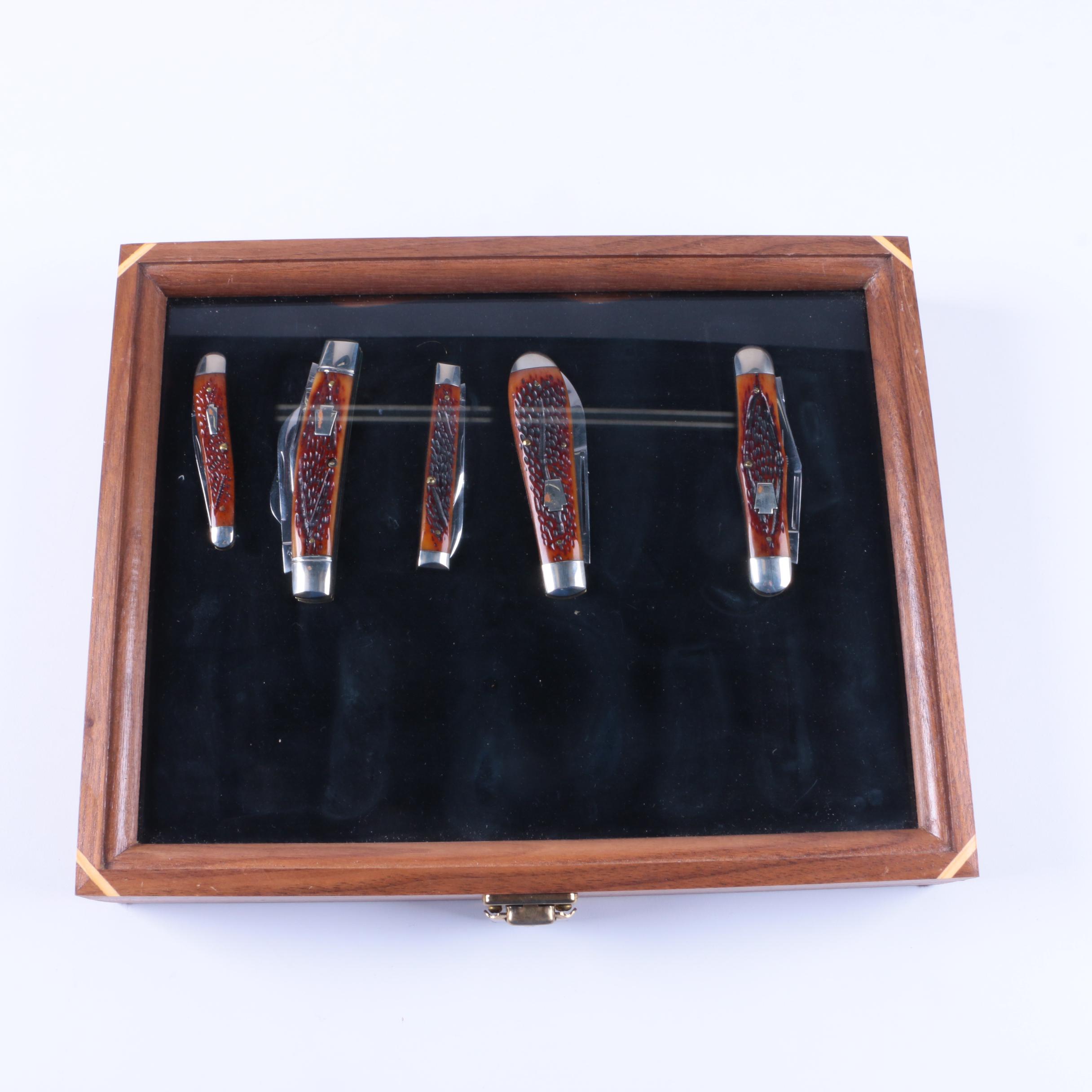 Five Schatt & Morgan Pocket Knives in Case