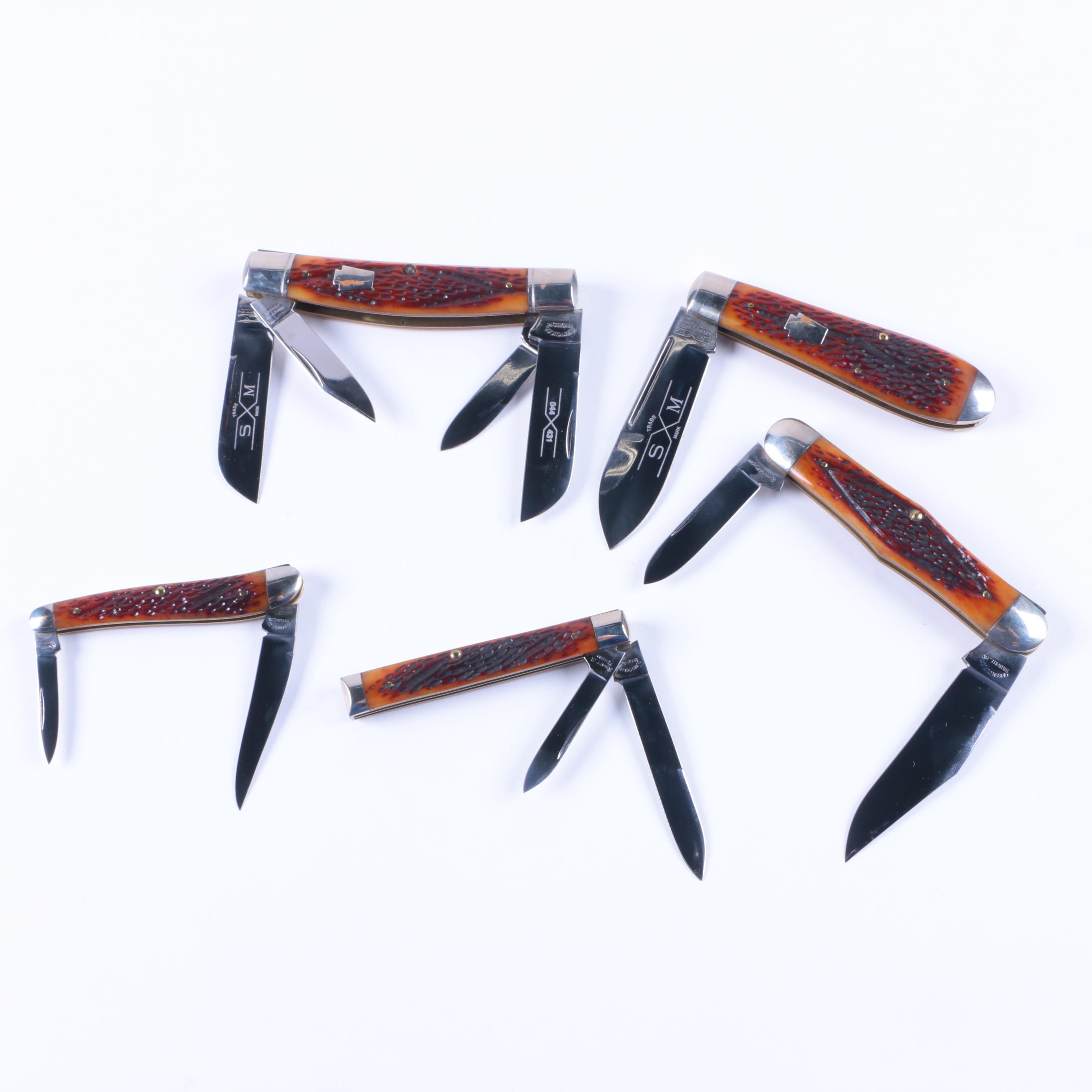 Five Schatt & Morgan Pocket Knives in Case