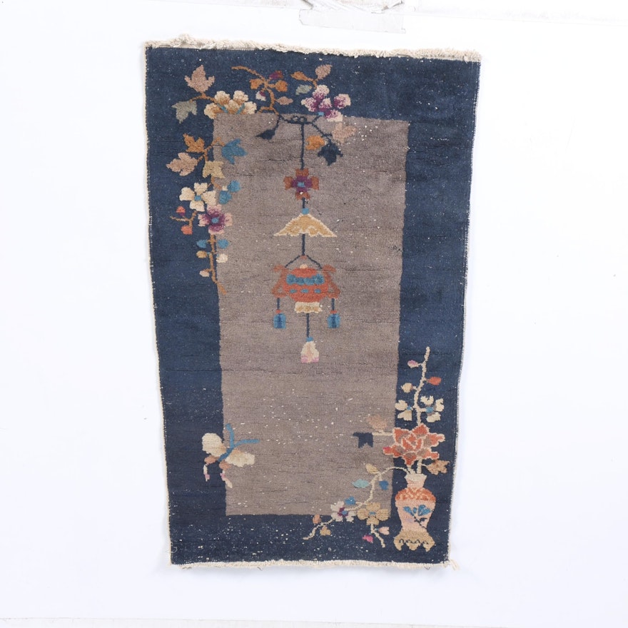 Antique Hand-Knotted Chinese Nichols Accent Rug