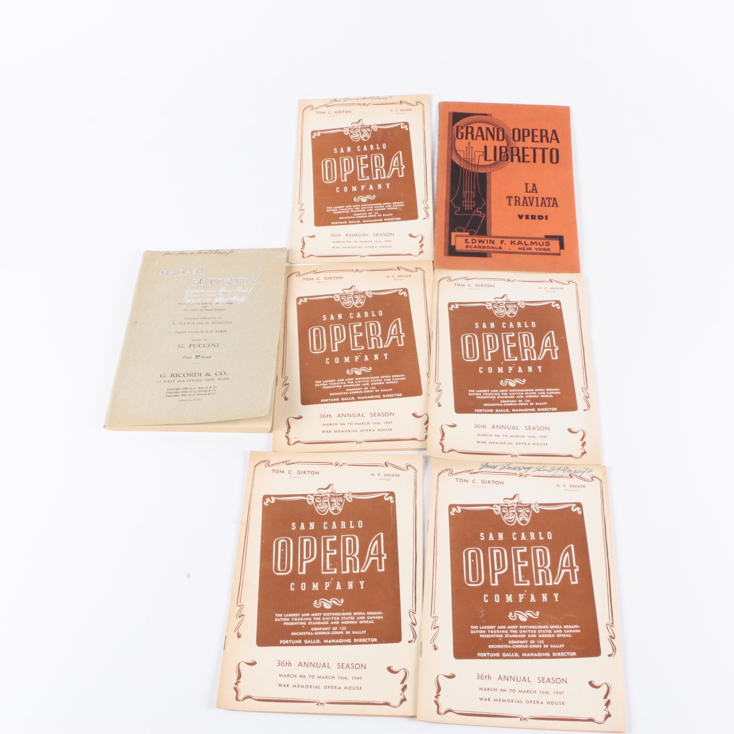 Vintage Opera Libretti and Programs