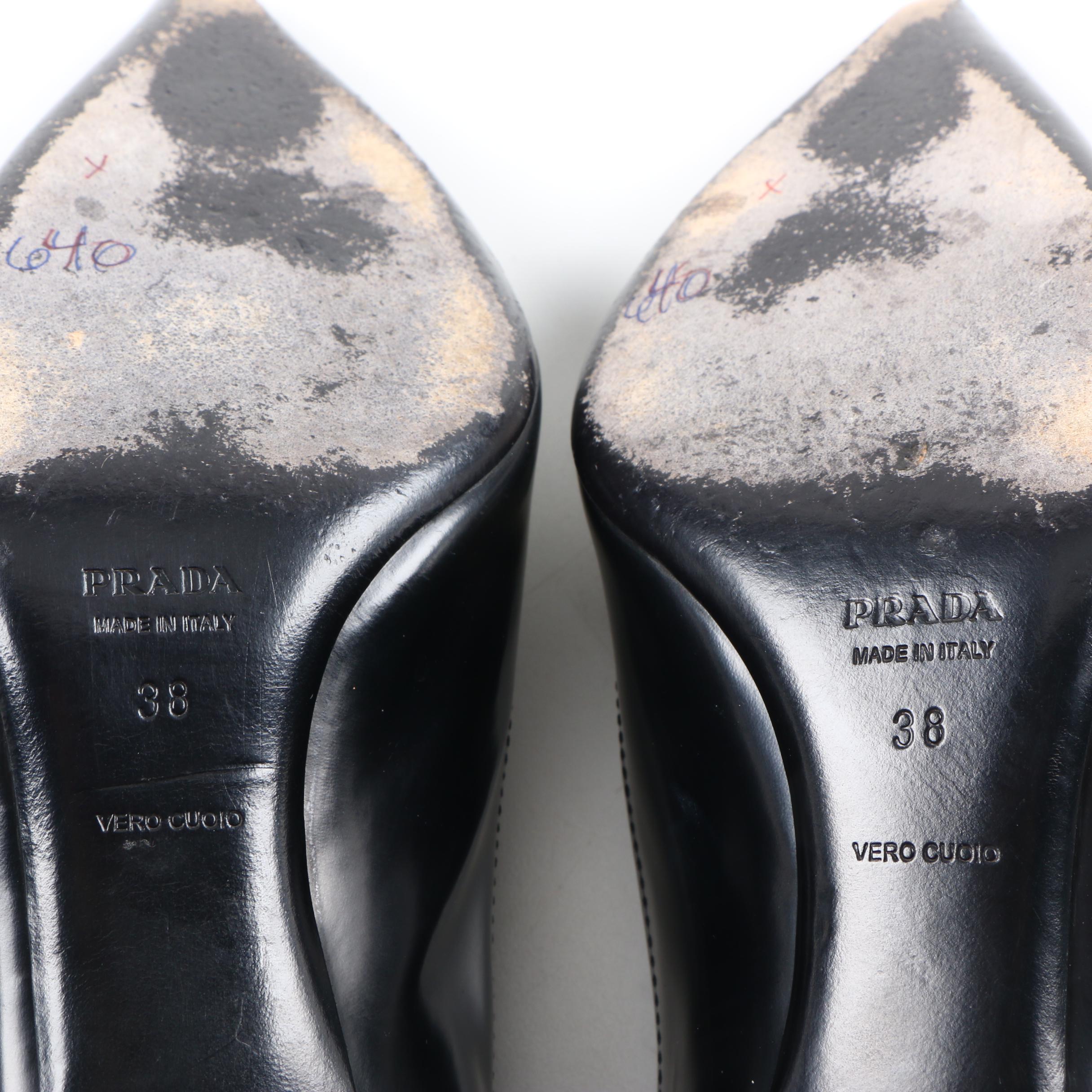 Prada Black Leather Pointed Toe Pumps
