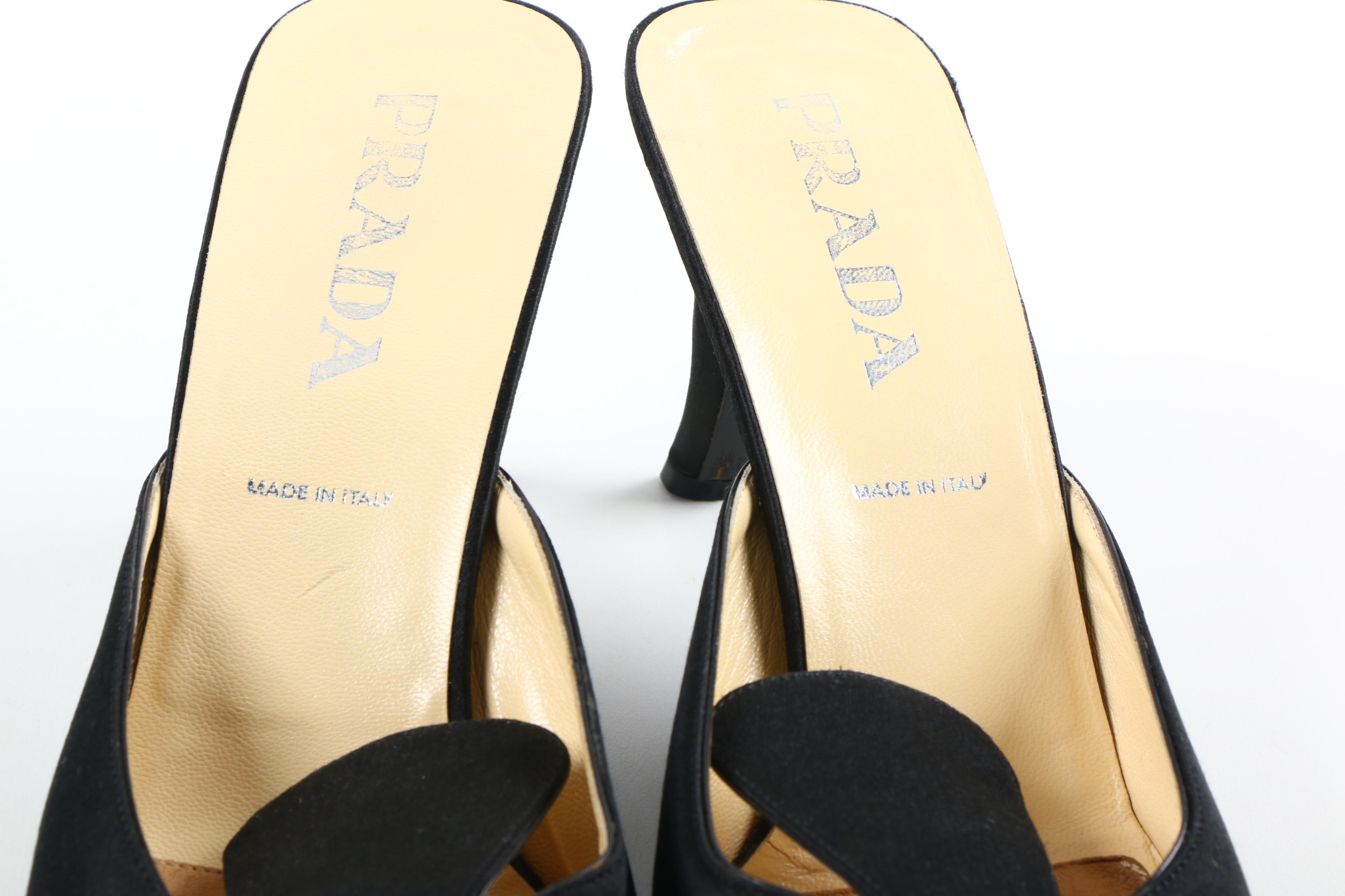 Prada Black Satin Mules