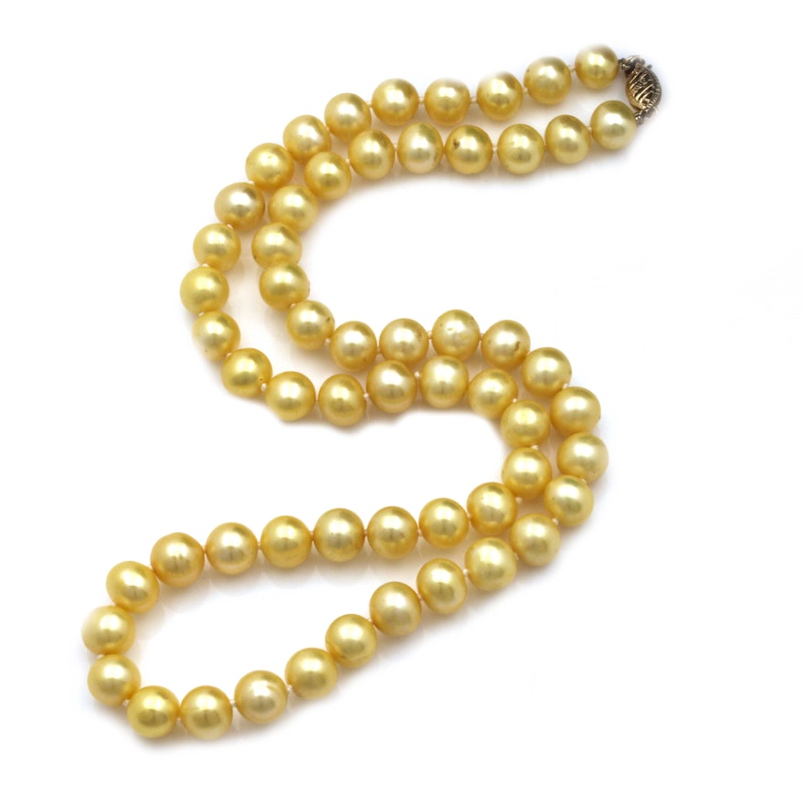 14K Yellow Gold Cultured Freshwater Pearl Necklace