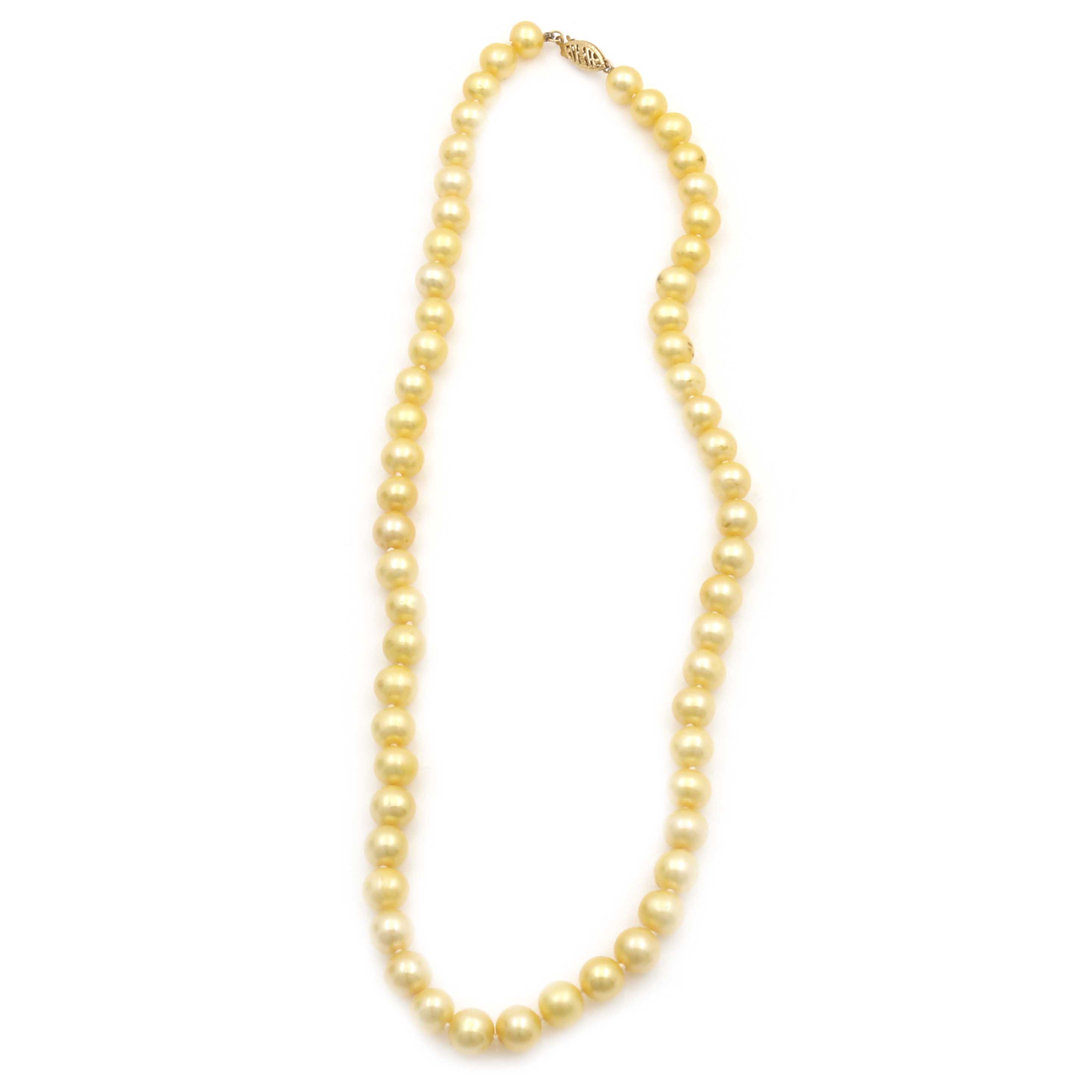 14K Yellow Gold Cultured Freshwater Pearl Necklace
