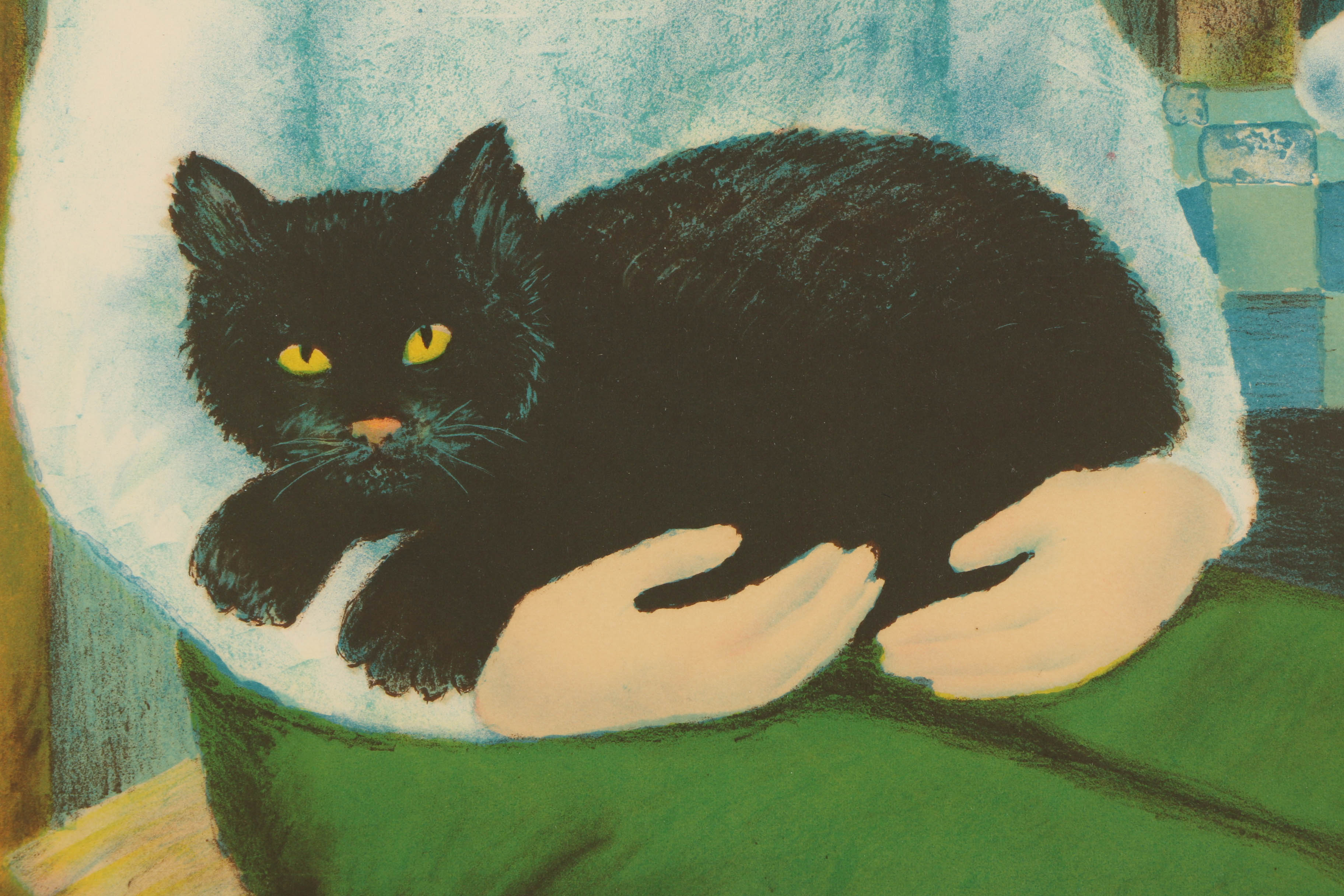 Angelina Lavernia Limited Edition Lithograph on Paper "Woman with Cat"