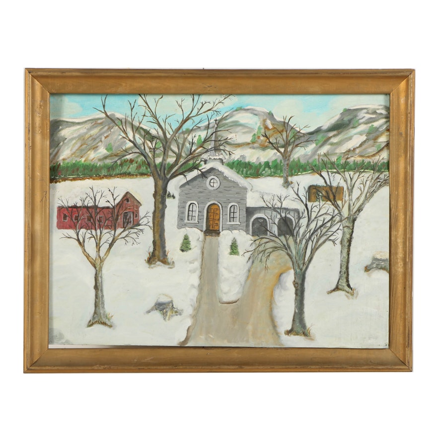 POP Oil Painting of a Winter Landscape