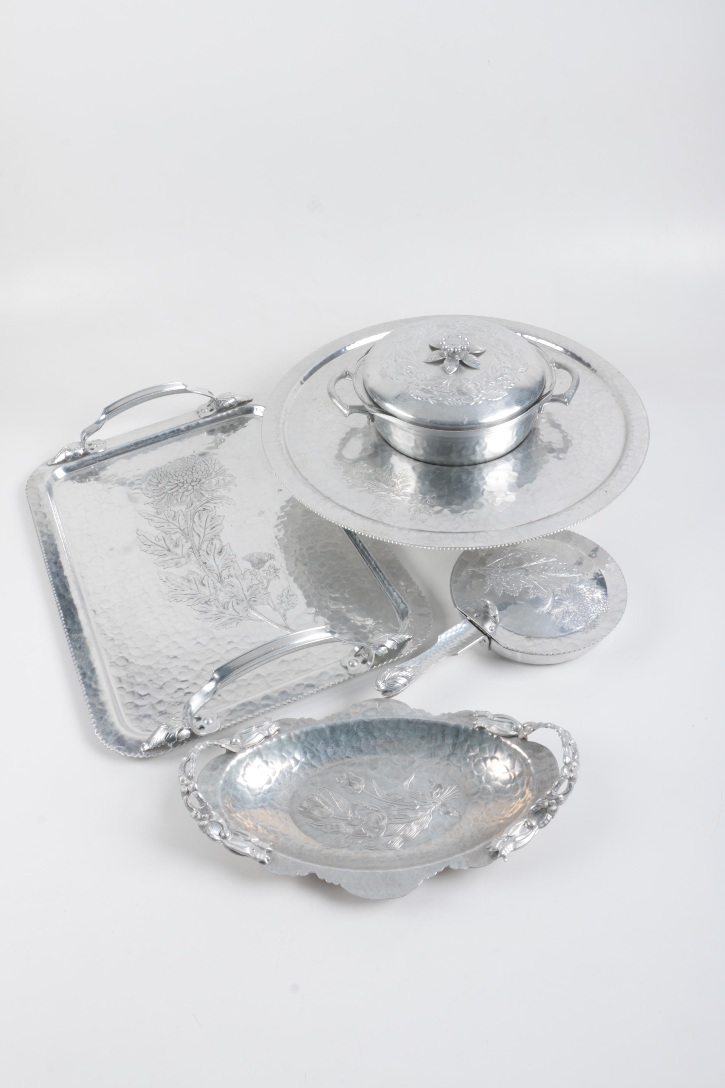 Pewter and Aluminum Serveware Assortment