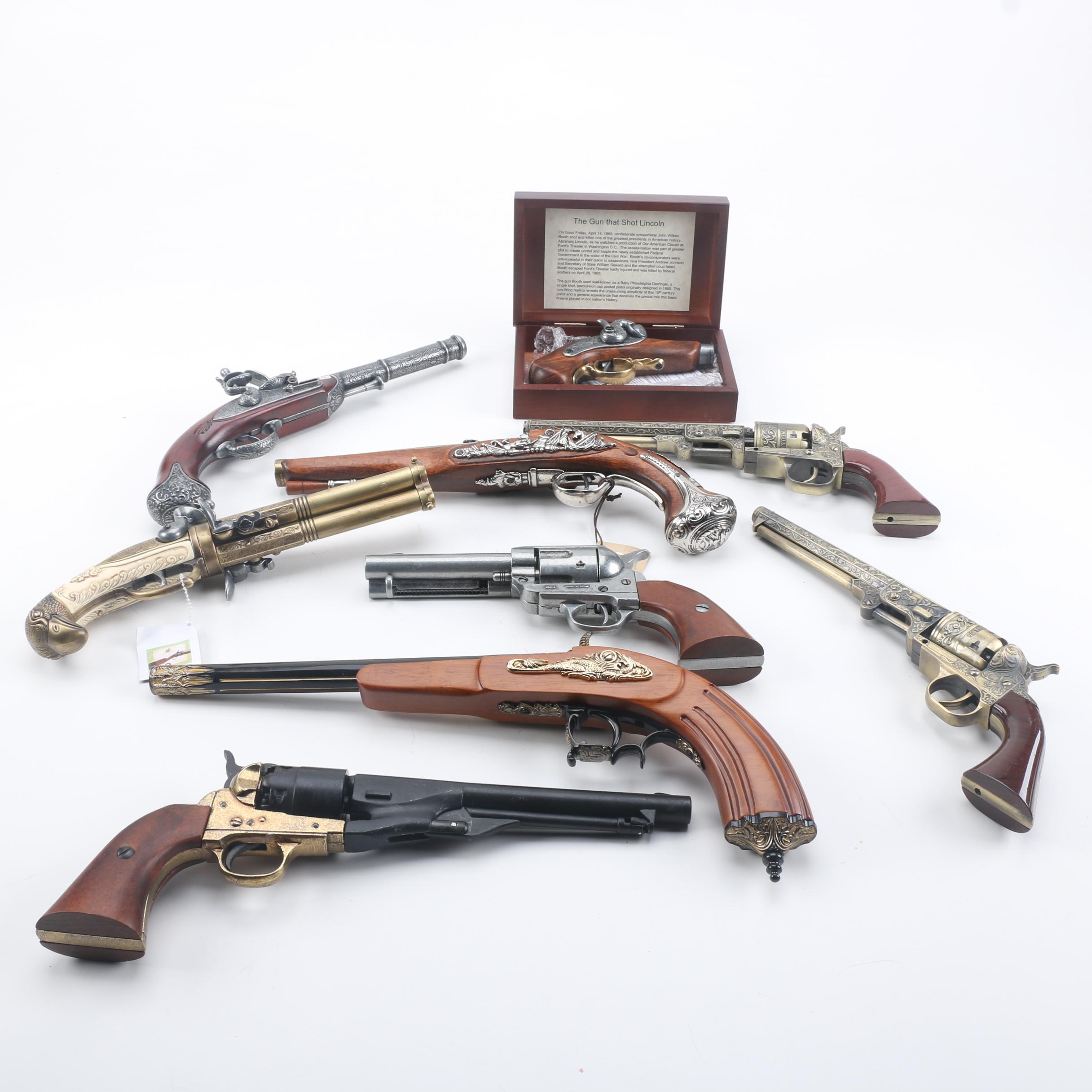 Collection of Replica Pistols featuring Baby Philadelphia Derringer