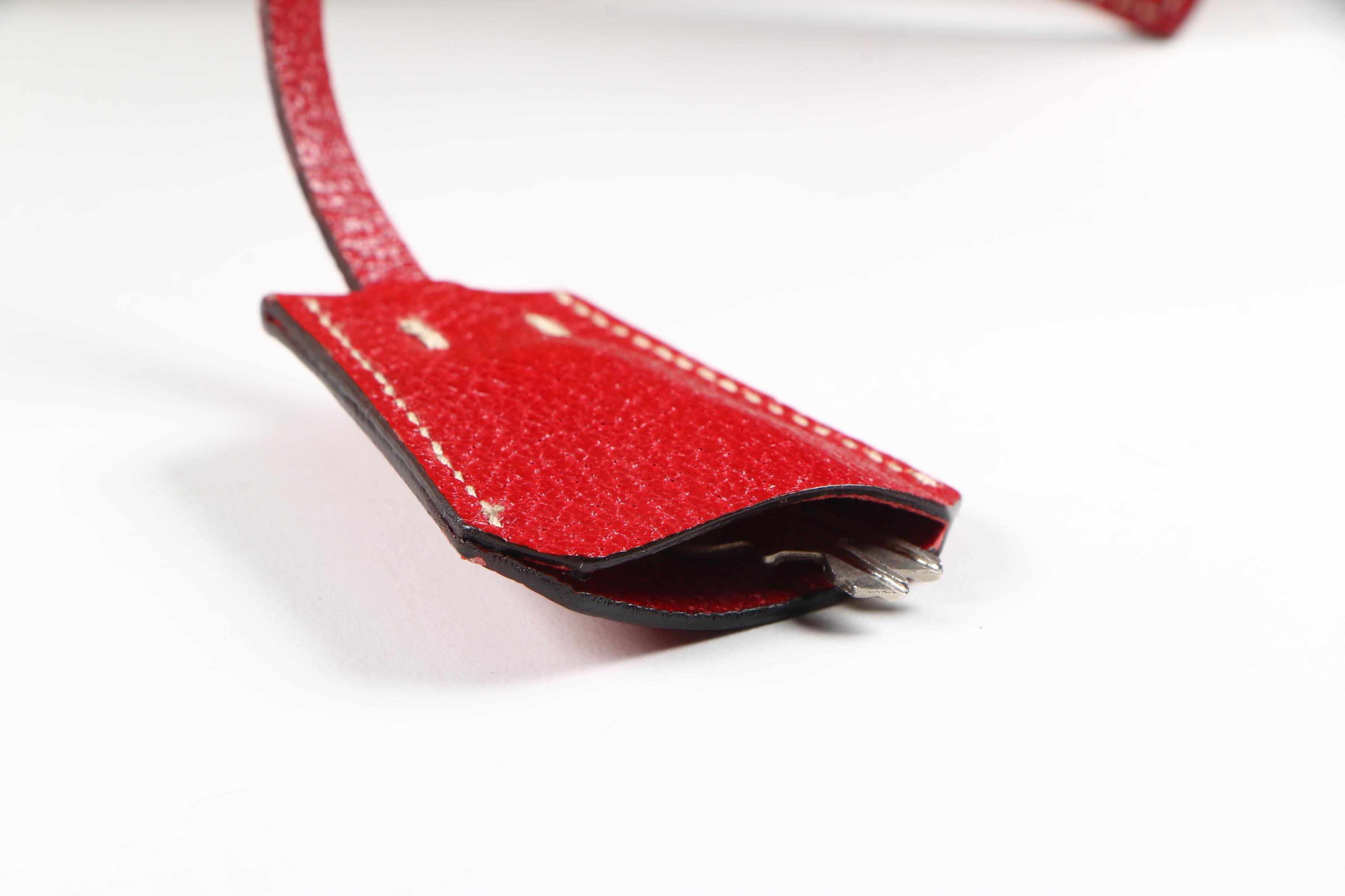 Prada Canvas and Red Leather Satchel with Lock and Key