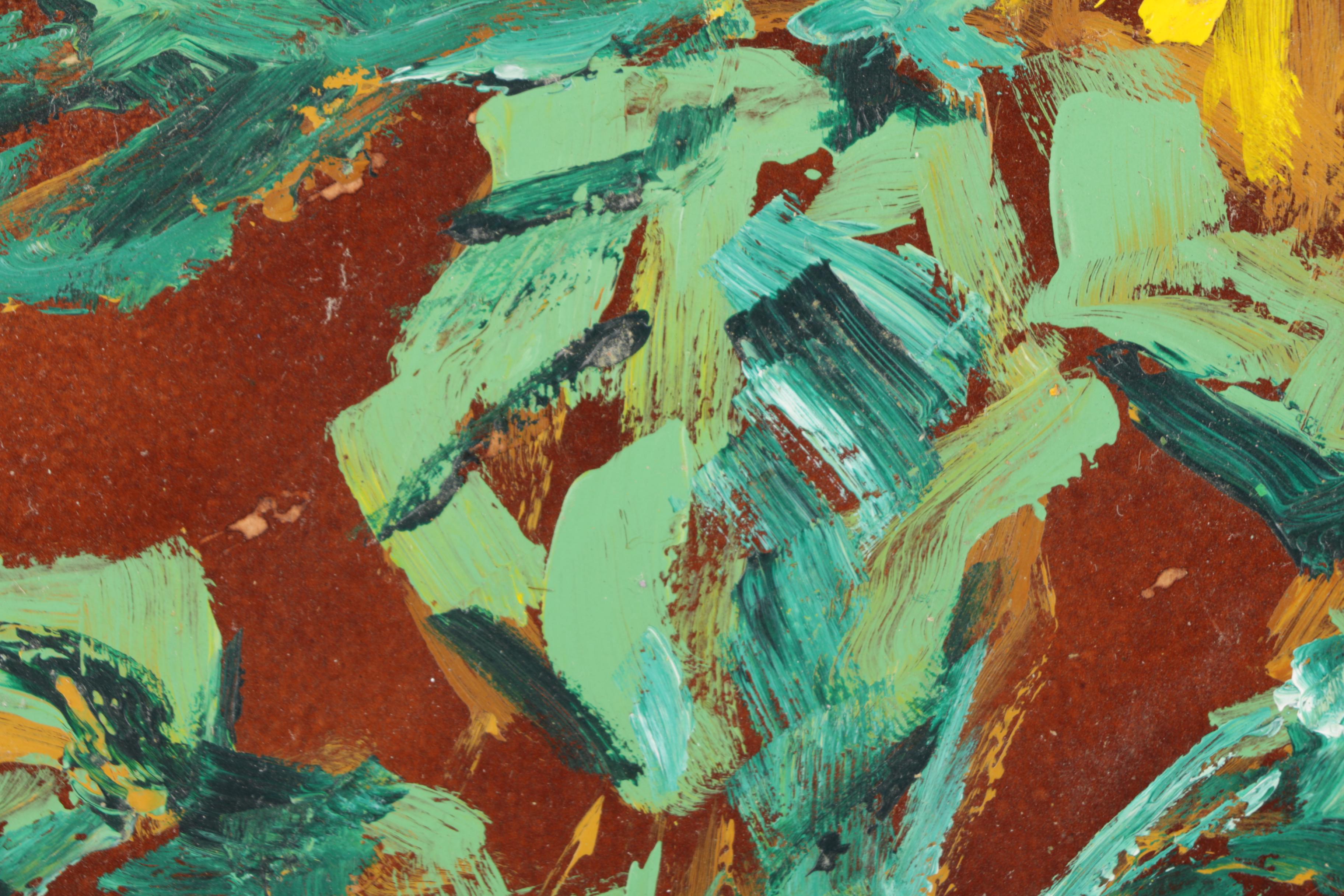 Lucian Lupinski Oil Painting on Board of Sunflowers