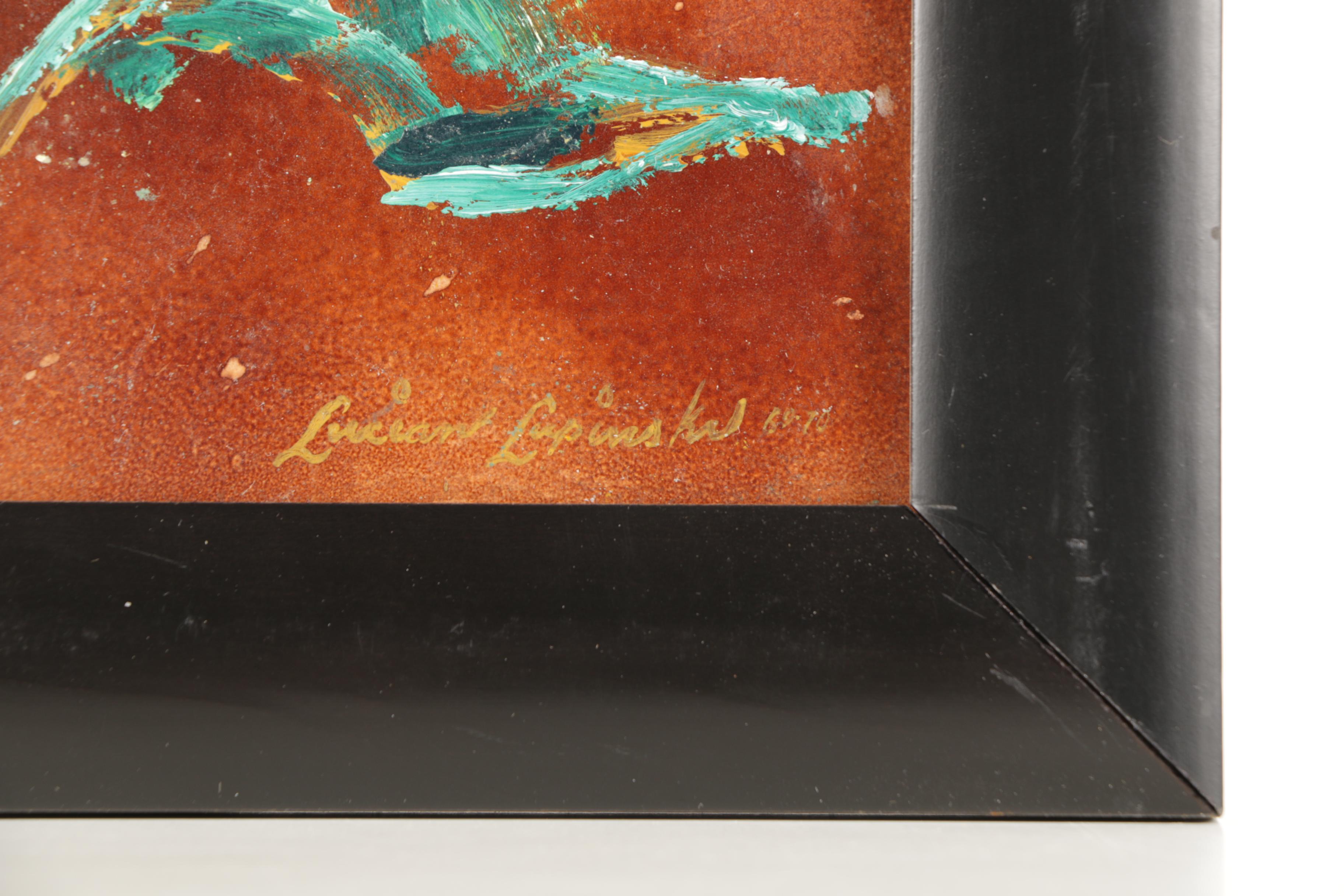 Lucian Lupinski Oil Painting on Board of Sunflowers