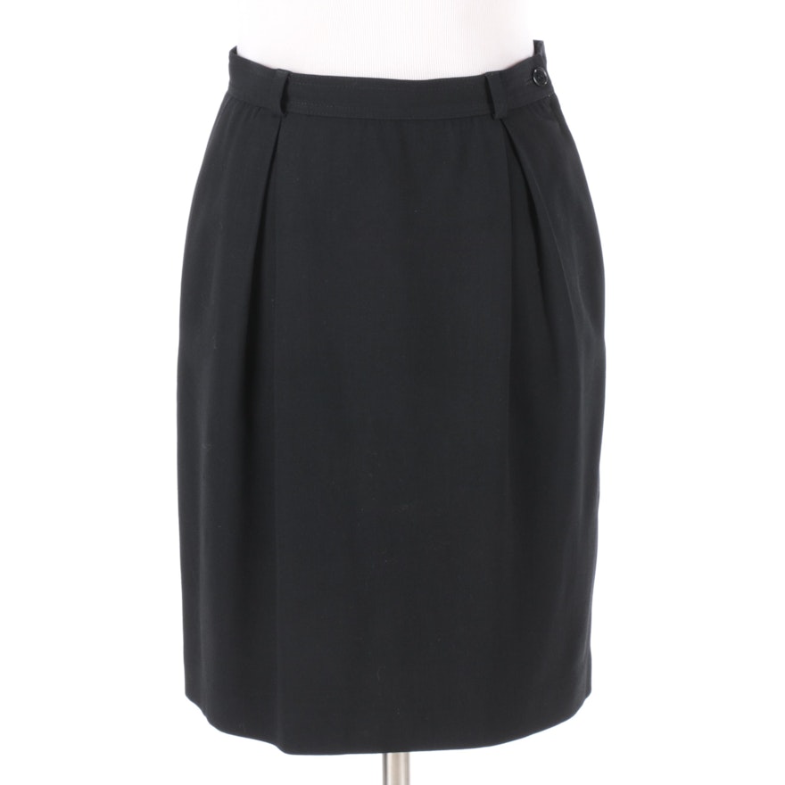 Valentino Miss V Black Woolen Pencil Skirt