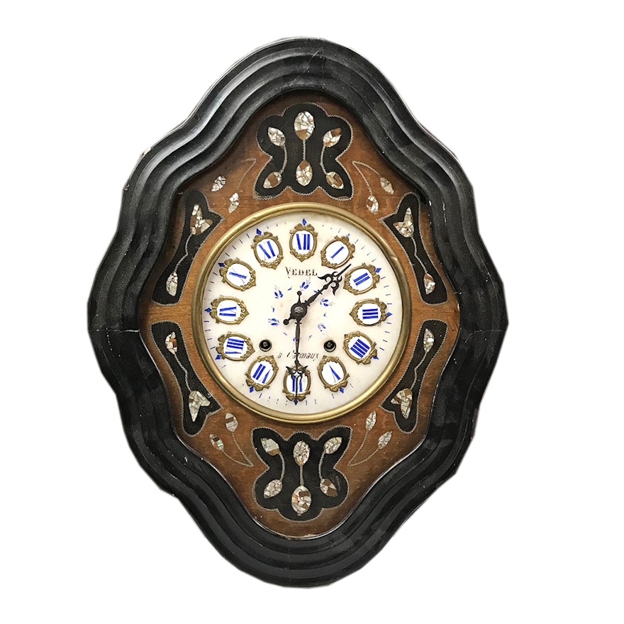 French Porcelain Carmaux Wall Clock