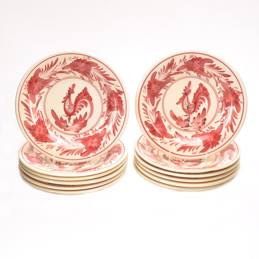 Set of Hand Painted Rooster Plates