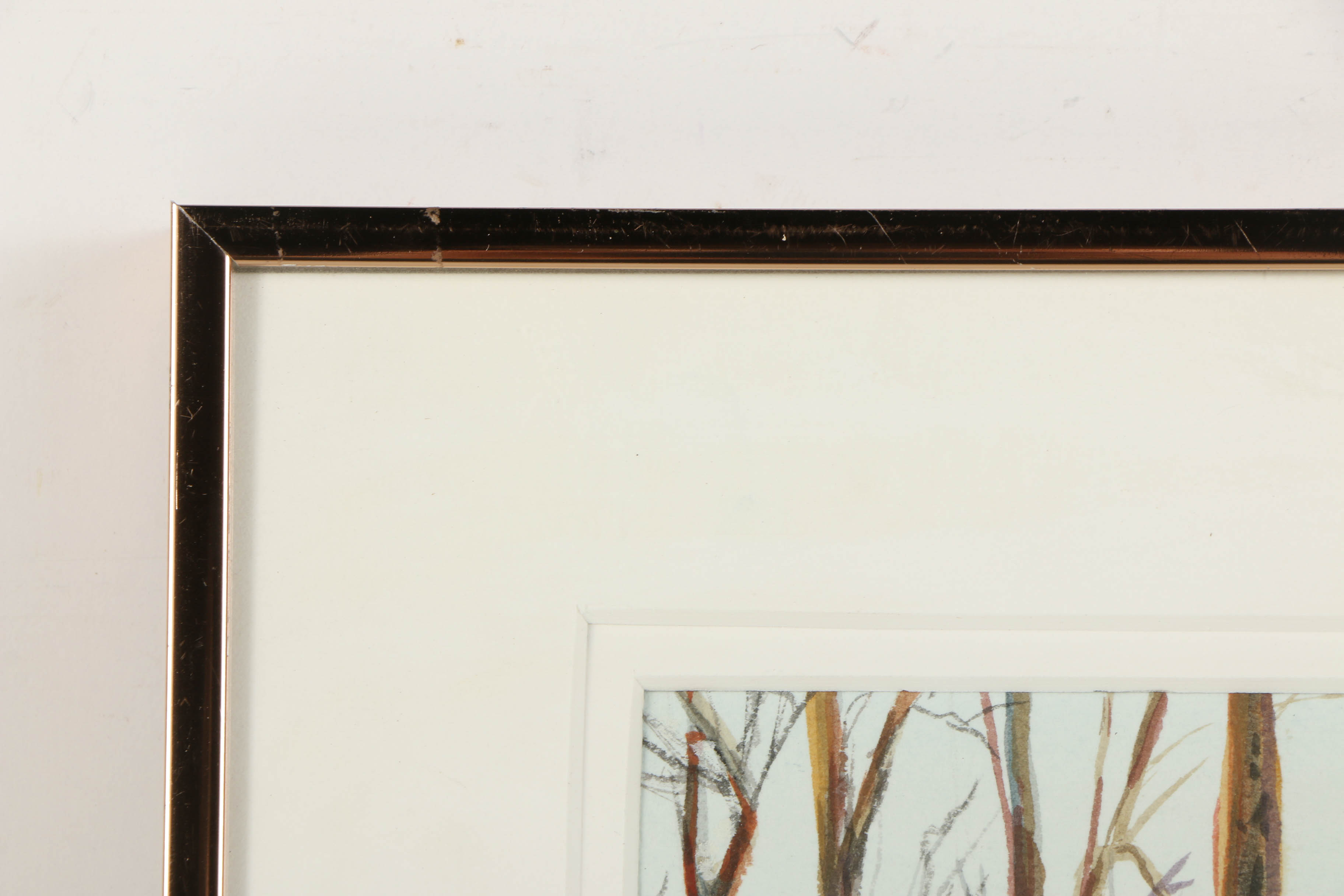 Doe Bartlett Watercolor and Gouache Painting on Paper of a Winter Landscape