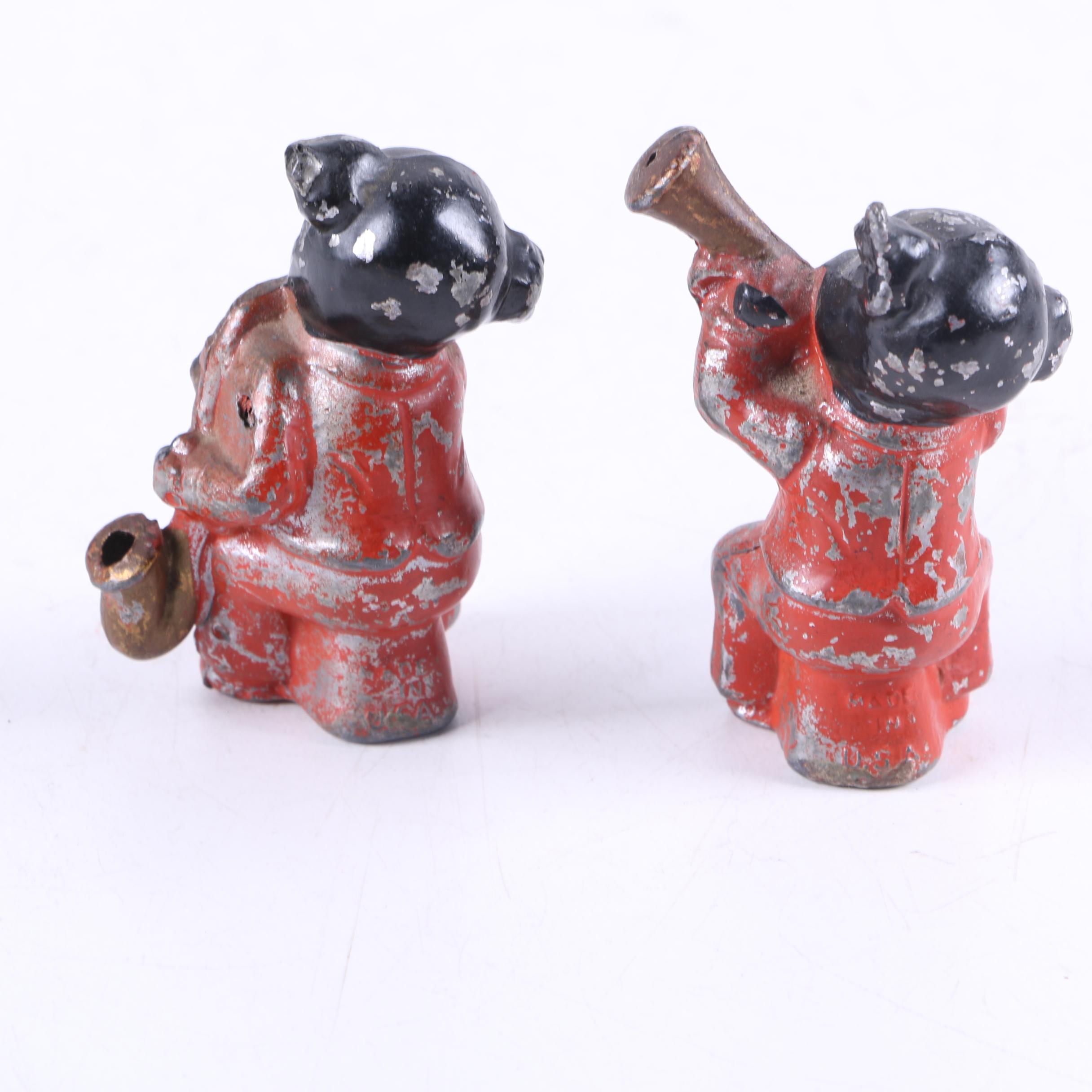 Vintage Cast Iron Dog Musician Figurines