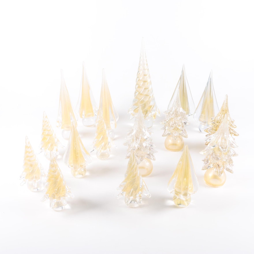 Selection of Glass and Gold Christmas Trees