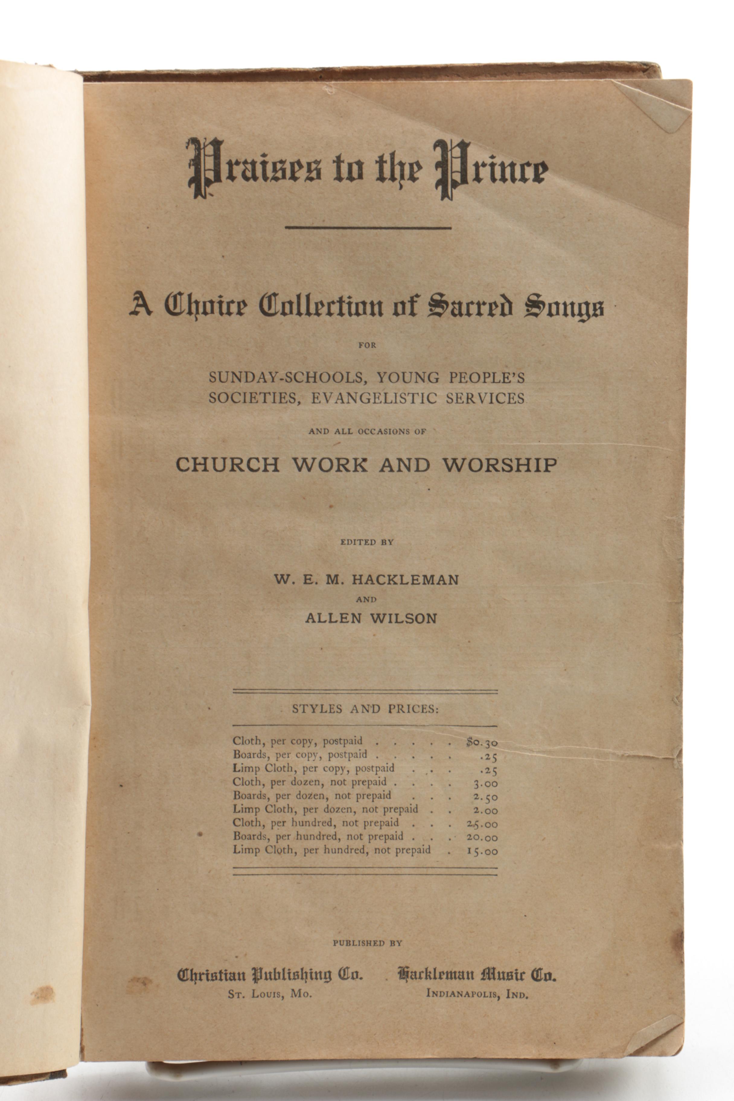 Early 20th Century Music Books featuring Religious Songs