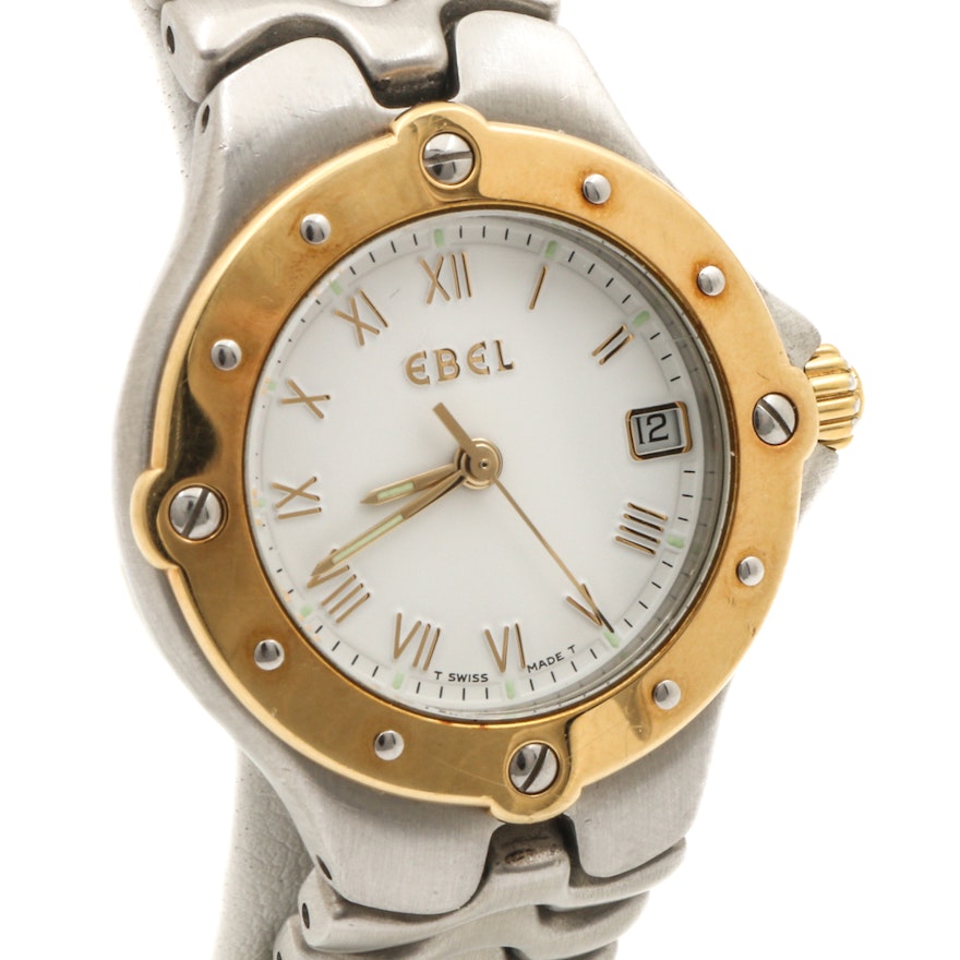 Ebel "Sportwave" 18K Yellow Gold and Stainless Steel Wristwatch