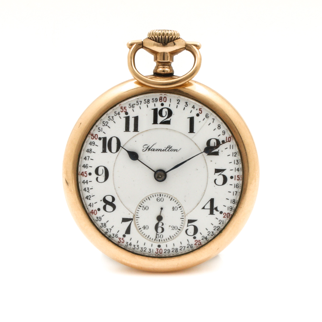 Vintage Hamilton Gold Tone Pocket Watch