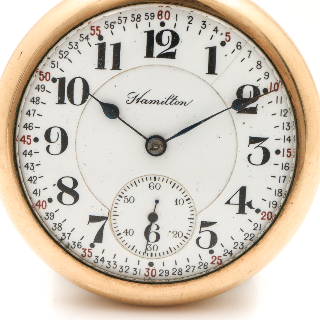 Vintage Hamilton Gold Tone Pocket Watch