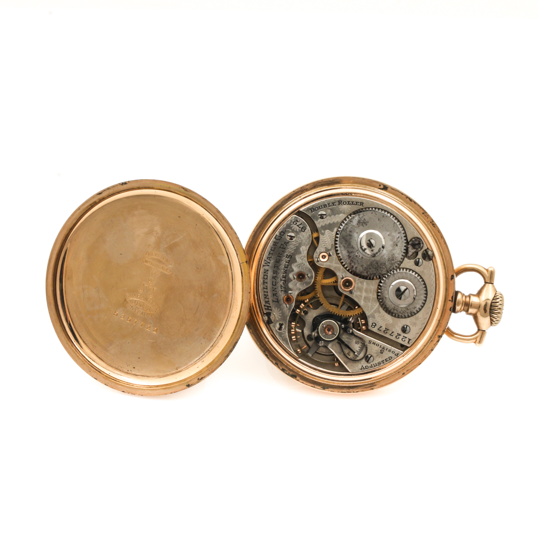 Vintage Hamilton Gold Tone Pocket Watch