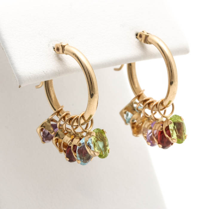 14K Yellow Gold Gemstone Earrings