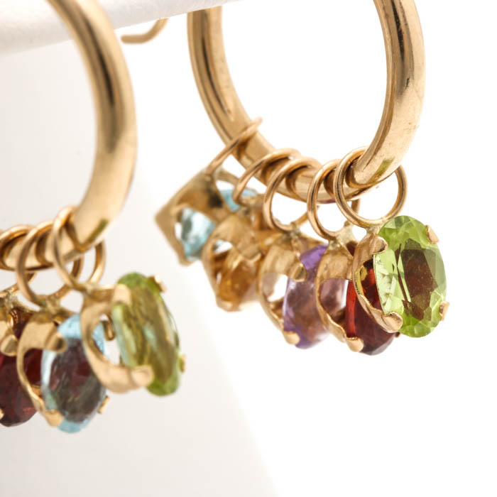 14K Yellow Gold Gemstone Earrings