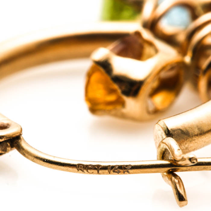 14K Yellow Gold Gemstone Earrings