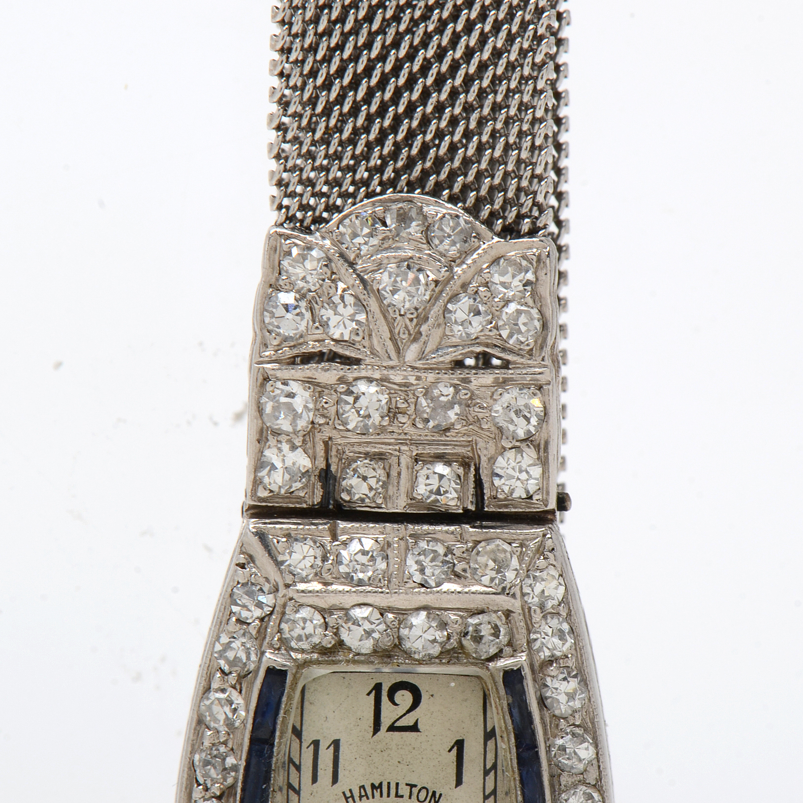 Art Deco Hamilton Platinum Diamond and Sapphire Watch
