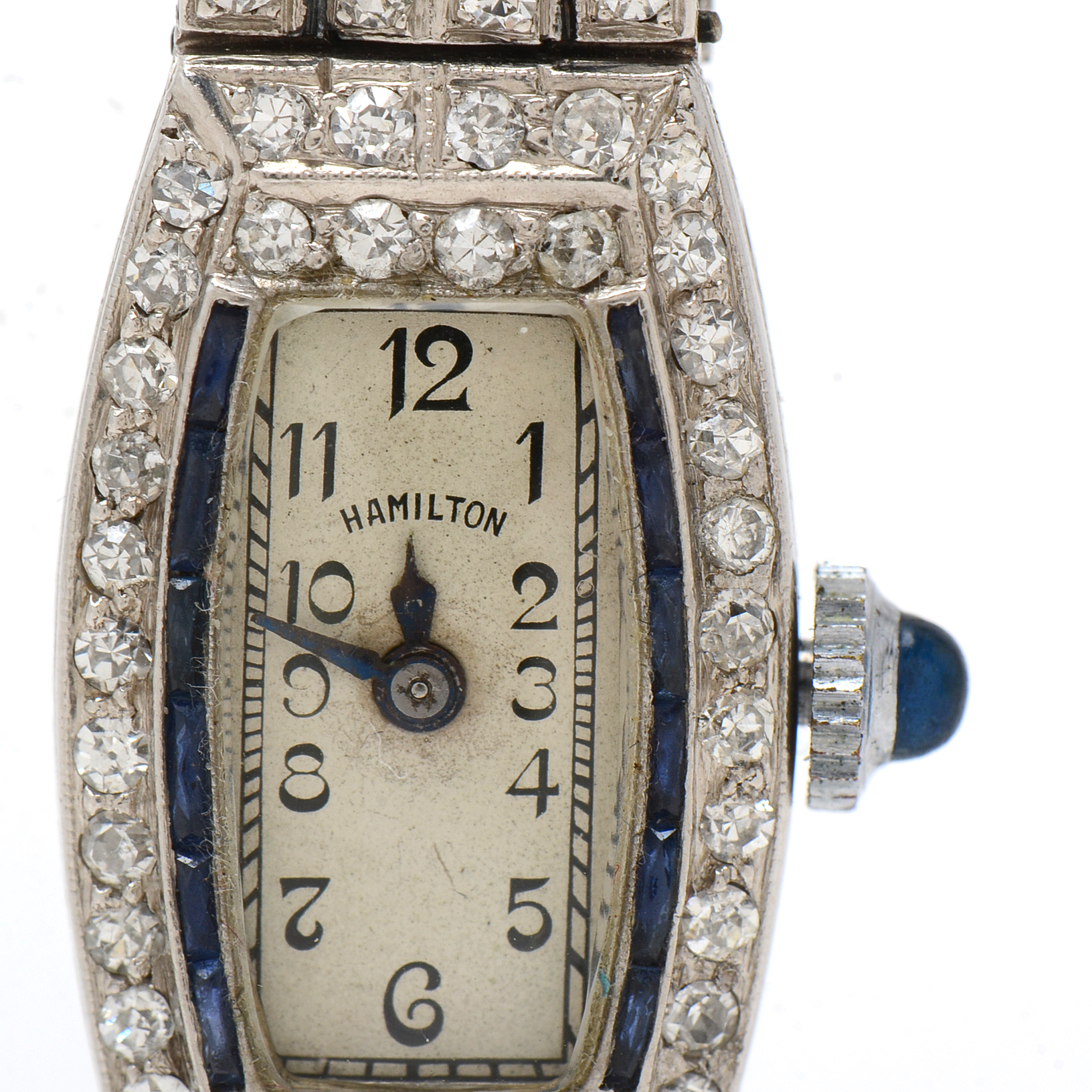 Art Deco Hamilton Platinum Diamond and Sapphire Watch