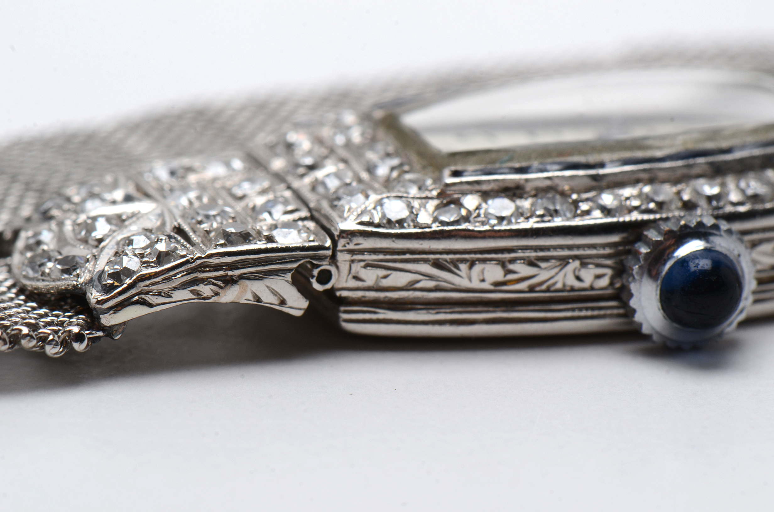 Art Deco Hamilton Platinum Diamond and Sapphire Watch