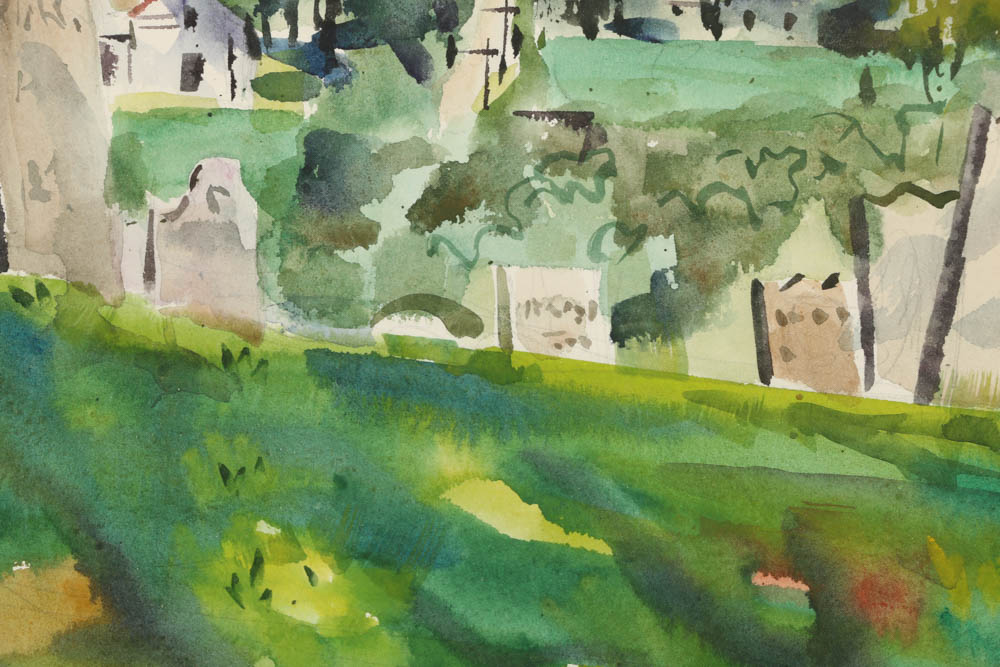 Carl Zimmerman Watercolor Painting "On a Hilltop"