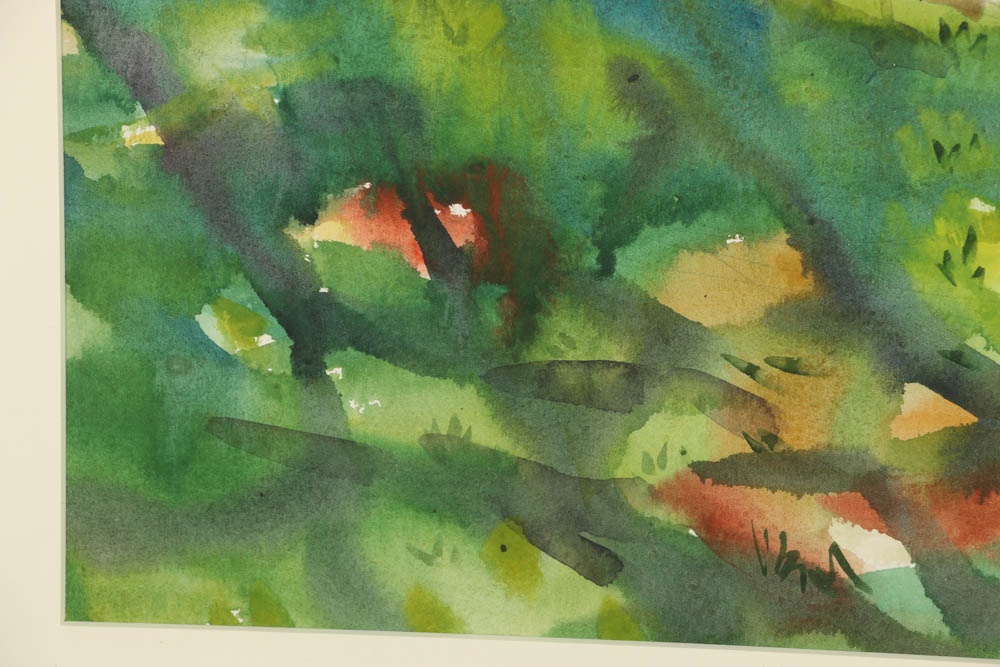 Carl Zimmerman Watercolor Painting "On a Hilltop"