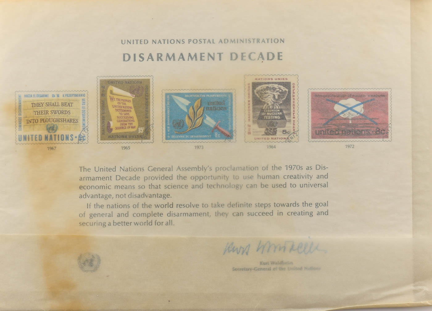United Nations Postage Stamp Collection