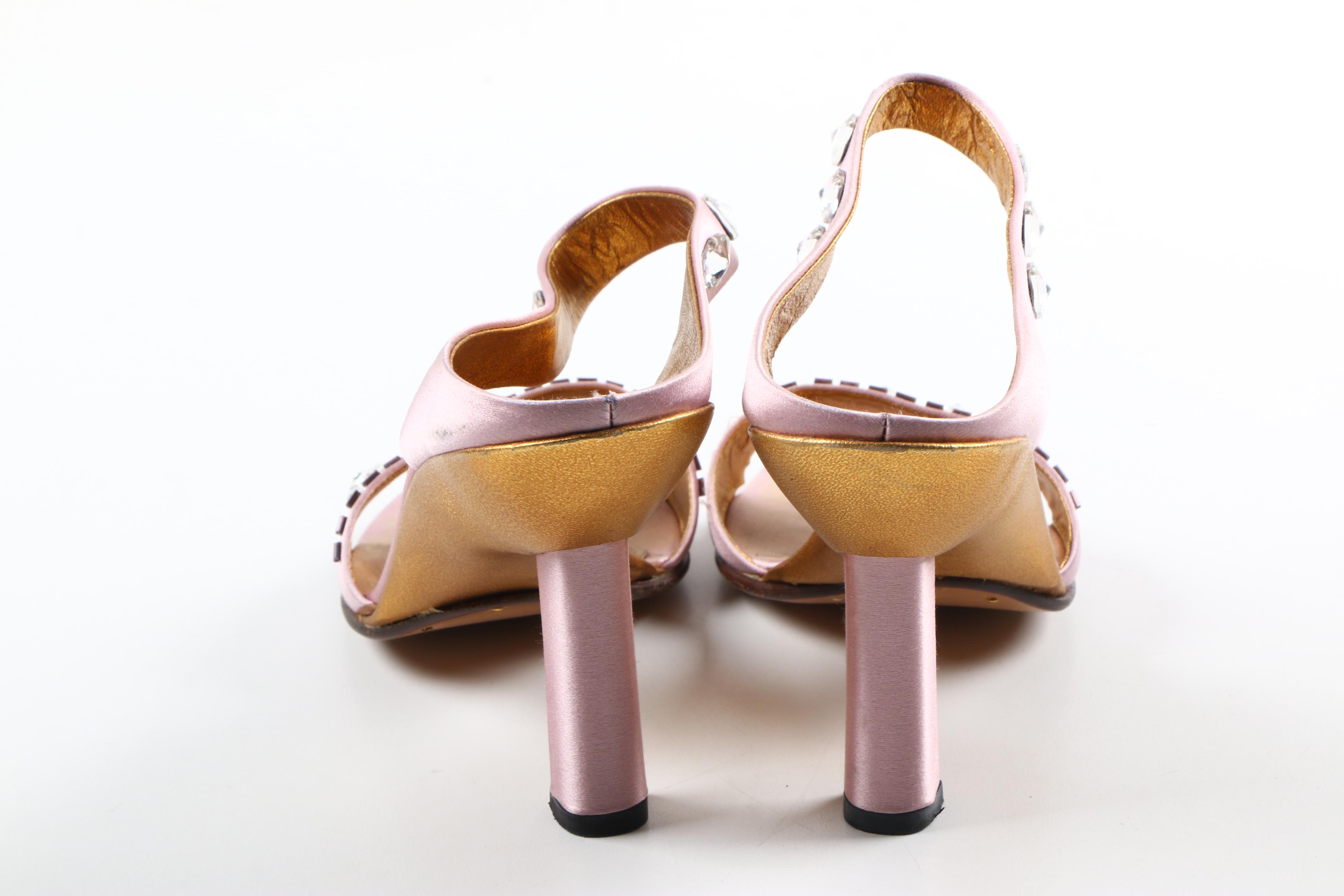 Prada Emellished Satin Heeled Sandals