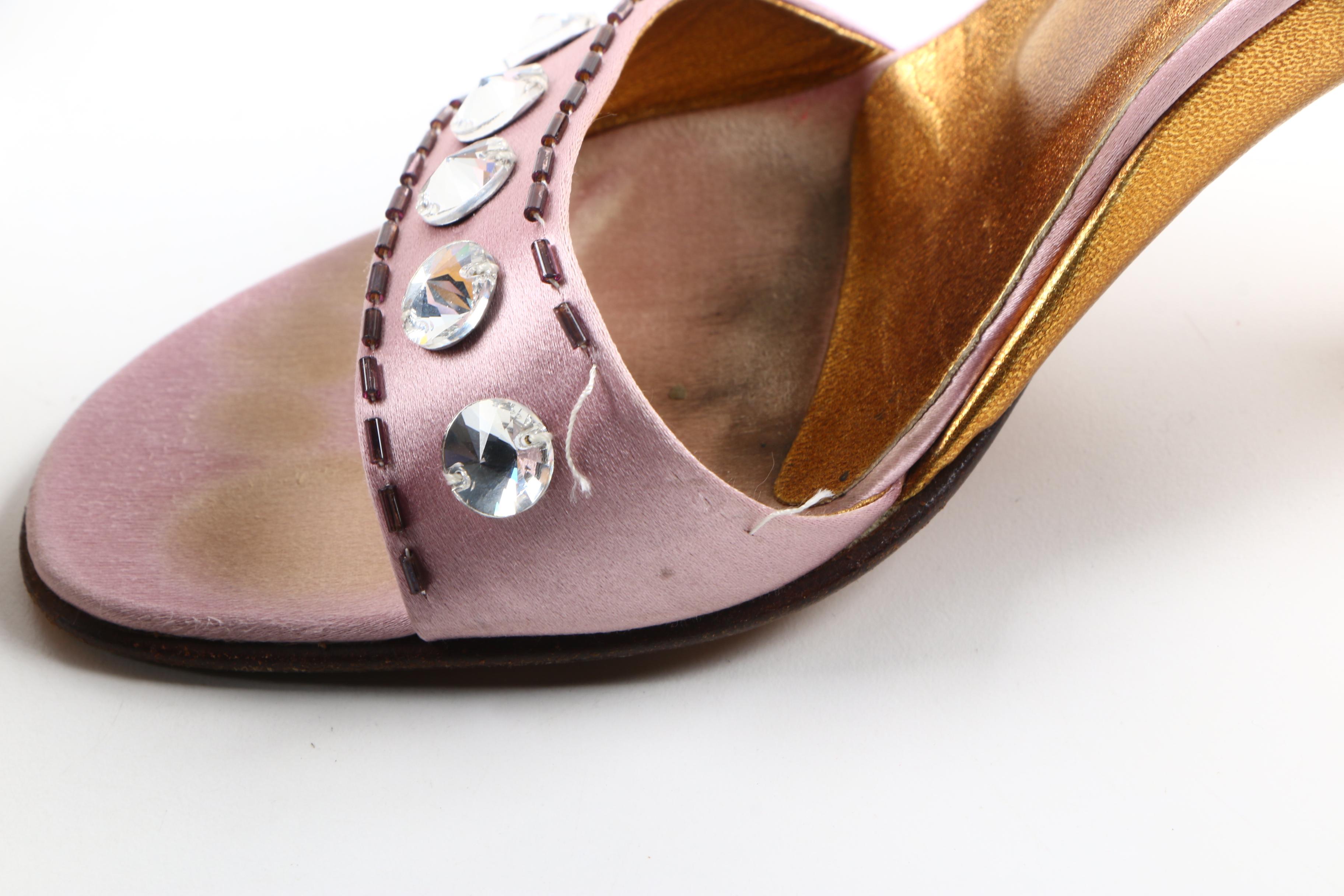 Prada Emellished Satin Heeled Sandals