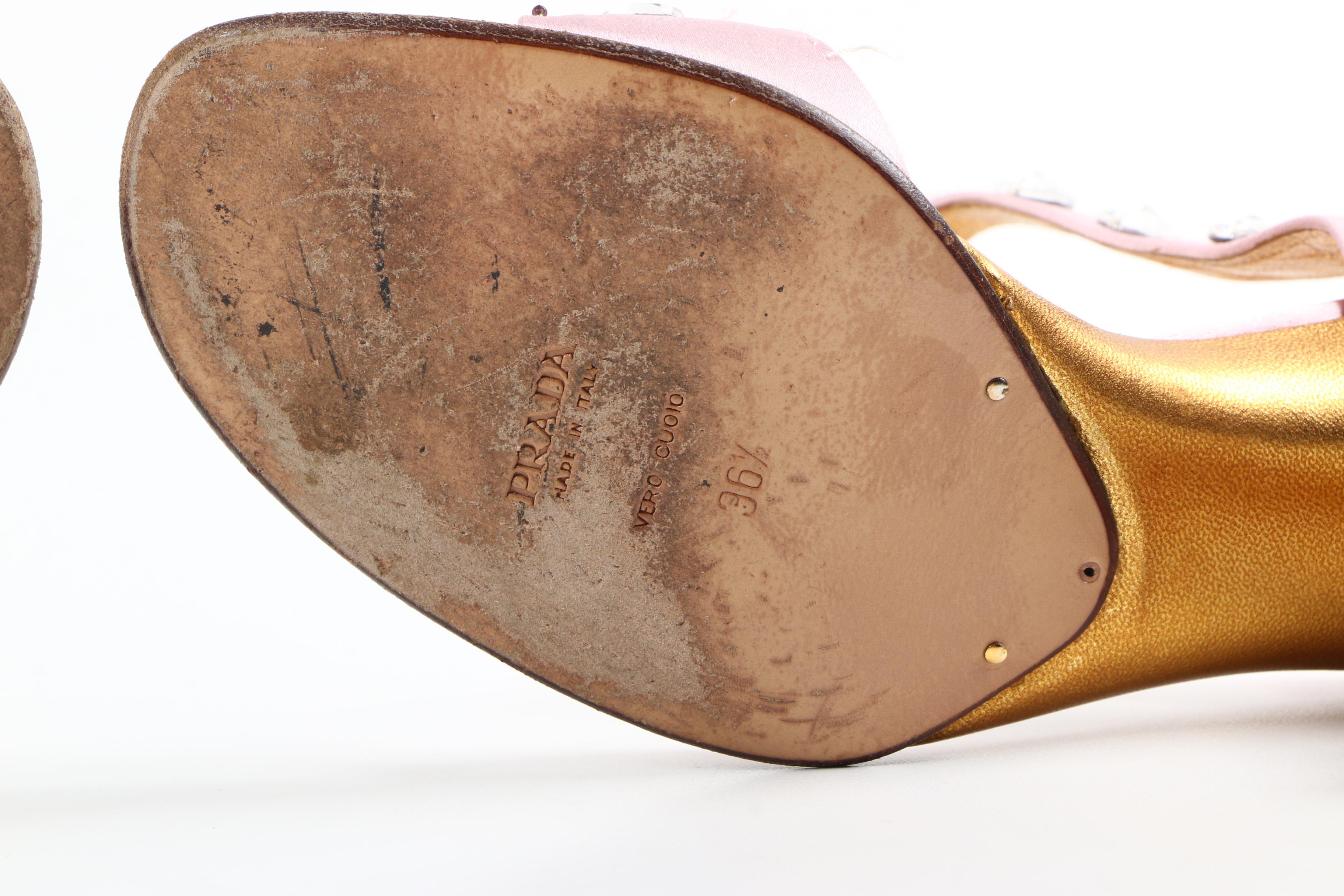 Prada Emellished Satin Heeled Sandals